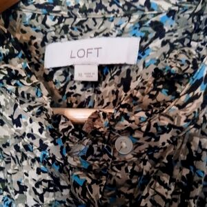 Loft Ruffle Collar Long Sleeve Cotton Top Size XL